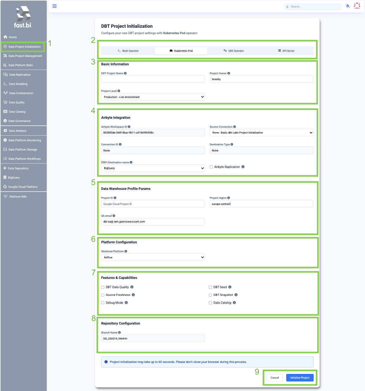 Data project Initialization